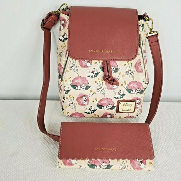 Loungefly Handbags - Loungefly Disney Aristocats Convertible Backpack Bonjour Marie Purse Wallet Set